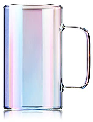 luckxuan Trinkgläser/Wassergläser Gerade Glastasse mit Griff Home Frühstückstasse Milchtasse Wassertasse Trinkteeglas Trink-Becher aus Glas (Color : B, Size : 1000ML)