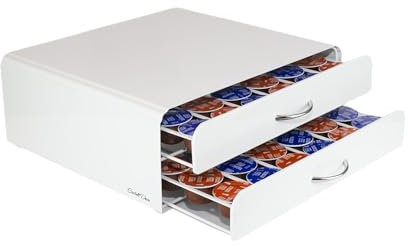 Castell Deco - Coffee Capsule Holder for 72 Dolce-Gusto Pods | Stand With Drawers | Storage | Dispenser | Coffee Station | White