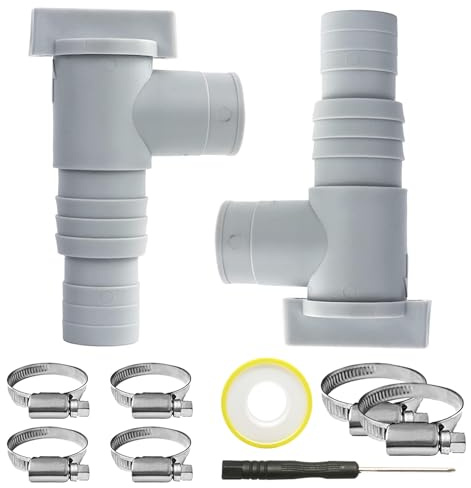 Wartungshahn,2 Stück Absperrhahn für Pools mit 32mm Schlauchanschluss,Wartungshahn Pool,mit kleiner Schraubenzieher,Pool Schlauchadapter,Pool ventil,Pool und Poolpumpe Wartung.