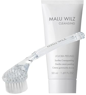 Malu Wilz Skin Care Set mit Jojoba Peeling 50ml & Gesichtsreinigungsbürste I Gesichtsbürste zum Abnehmen des Fixing Powders I Schonendes Gesichtspeeling