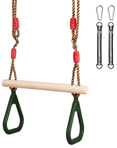 Schaukelsitz Holz Outdoor, Trapez Schaukel mit Kunststoffringen Turnringe Ringe zum Aufhängen belastbar für Draußen Erwachsene Kinder Schaukel Garten