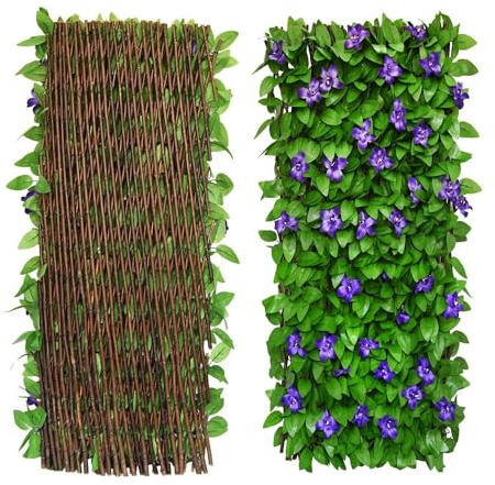 2Pcs Expandable Fence Privacy Screen (40x20cm to 30x200cm) - Stretchable Artificial Ivy Hedges for Balcony