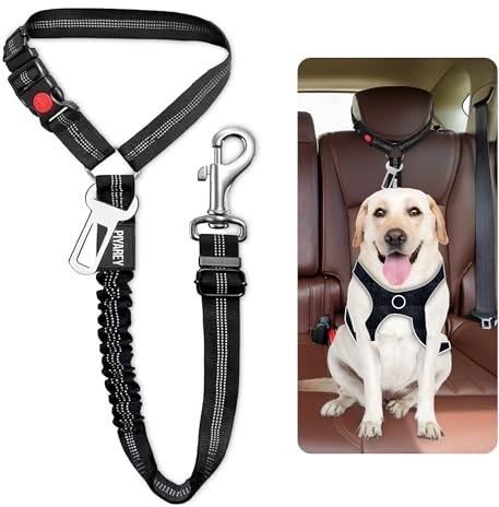 Dog Seat Belts For Cars Uk Headrest Dog Car Seat Belt Adjustable Car Harness Pet Seatbelt Anti Shock Elastic Puppy Restraint Strong Leash Leads For Dogs Safety (BLACK BELT WITH BUCKLE)