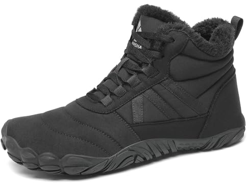 Mishansha Scarpe Uomo Invernali Stivaletti Neve Donna Caldo Scarponcini Invernali Antiscivolo Scarponi Neve Barefoot Shoes Nero EU Gr.41
