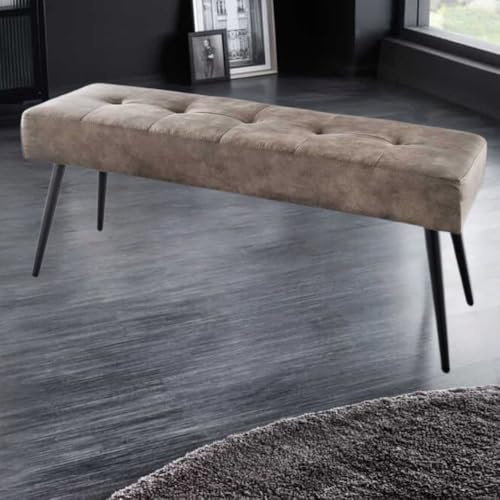 LEBENSwohnART Moderne Polsterbank Belle 100cm Taupe Mikrofaser Interieur-TIPP schwarzes Gestell Schuhbank Sitzbank