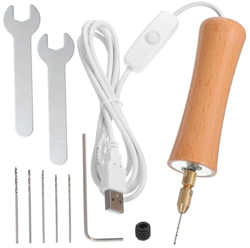 SEWACC Perforadoras Para Resina Taladro Manual Para Joyería Taladro Eléctrico Para Manualidades Herramienta De Fabricación De Joyas Mango Para Hacer Bisutería y Trabajos De Precisión
