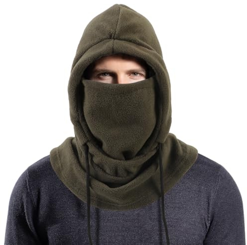 AYPOW Unisex termisk fleece balaklava, vinter multifunktionell vindtät skidmask ansiktsskydd, termisk fleece hatt huva med halsvärmare för män kvinnor, utomhussport löpning skidåkning cykling