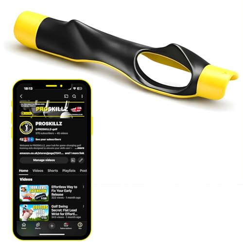 PROSKILLZ UK PRO Entraîneur de poignée de golf avec vidéos tutorielles gratuites – Améliore le positionnement de la main et la mémoire musculaire pour un meilleur swing, précision et contrôle