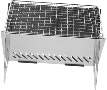 Generisch Zusammenklappbarer Grill Grills Camping Wasserkocher Barbecue-grill Im Freien Tragbare Holzkohle Holzkohlegrill Herd Grillbürste Holzkohle-tischgrill Korb Silver Rostfreier Stahl