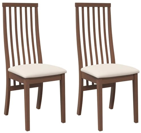 vidaXL Sillas de Comedor con Cojines 2 uds Madera Maciza marrón Caucho, Silla de Comedor, Silla de Cocina, Asiento de Comedor, Silla
