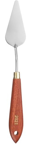 sourcing map Palette Knife Painting Tool 2.95 x 1.3 Stainless Steel Teardrop Blade 8.66 Length Spatula Painting Pallet Knives with Hole Beech Wood Handle for Oil Acrylic Canvas, Red/Silver
