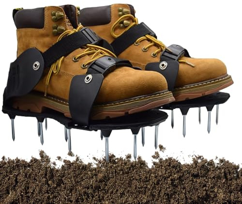 Belüftungsschuhe für Rasen, Spike-Schuhe für Gras – robuste, tragbare Handwerkzeuge für Garten, Erde, Dünger, Kompost, Sand, Gras, Entfeuchten, Mähen, Landschaftsbau, Wartung, Bewässerung