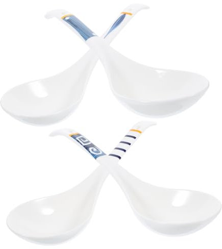 KICHOUSE 4piezas Cucharas De Cerámica Japonesas Para Diseño Vintage y Para Restaurantes y Comidas Casa