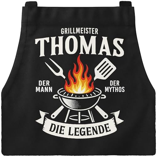 MoonWorks® Grillschürze für Männer personalisiert BBQ Schürze mit Namen Spruch Lustiges Geschenk Kochschürze Herren Baumwolle