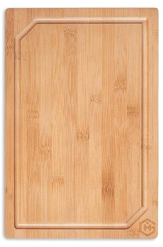 GRANA HOME CHOPPY – Robustes Bambus-Schneidebrett mit Saftrinne - Nachhaltiges Holzbrett für Küche, Brot, Fleisch & Gemüse - Antibakteriell & Langlebig (L)