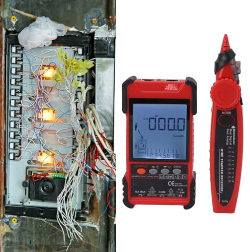 Topyond 2 in 1 Ethernet Cable Tester Multimeter Network Cable Tracker LCD Screen Wire Mapping Kit for Network Technicians Electricians (Red)