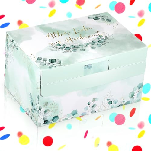 BBTO Hochzeit Überraschungsbox Set inklusive Geldgeschenk von Kollegen zur Hochzeit Verpackung Alles Liebe zur Hochzeit Überraschungsbox Konfetti Bast Hochzeitsgeschenke für Brautpaar