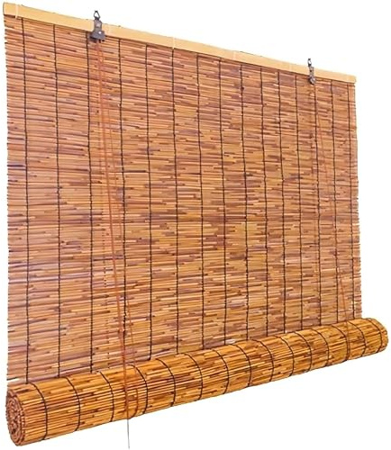 Natur Bambus Rollo Für Aussenbereich Balkon 80 90 100 120 140 Breit, Wetterfest Sonnenschutz Rollo Bambus Jalousine für Fenster, Tür, Balkon und Garten