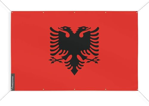 Bandiera Albania con 10 occhielli in diverse misure, 80 x 120 cm