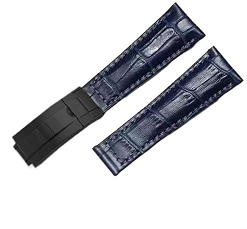 KXQYIKYI Echtes Lederband für Rolex Wasser Ghost Daytona Yacht Logype Grüne Lederarmband 20mm Schmetterling Schnallen Sie Watch Band