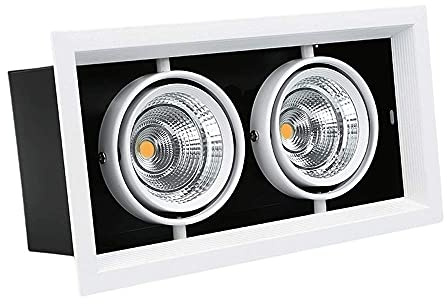 Lámpara LED Daring de Doble Haz, Foco COB de 2 Cabezales con Rejilla empotrada, luz empotrada de Techo Cuadrada, Ajuste de 360°, antideslumbrante, Accesorio de iluminación Interior para el hogar,