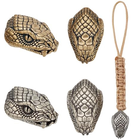 NBEADS 4 st 2 färger paracorda armband pärlor, ormhuvud europeisk mässing stora hål distanser pärlor för smycken EDC-snöre hänge fallskärmssträng verktyg