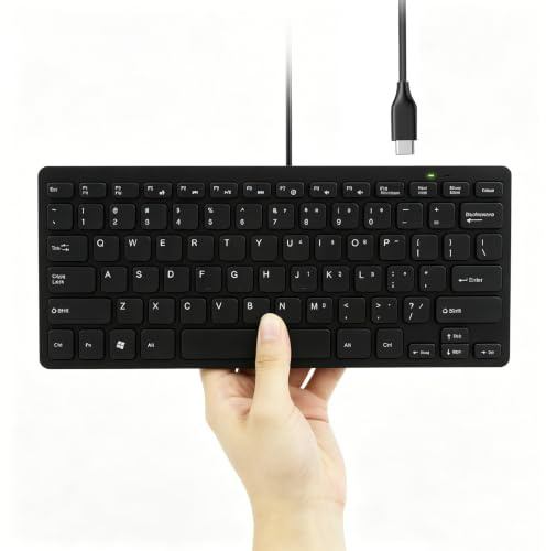 Mini clavier filaire USB-C avec connecteur USB de type C pour appareils Mac, angle de frappe confortable et connexion stable, compatible avec MacBook, iMac, Mac mini, PC-noir, disposition anglaise