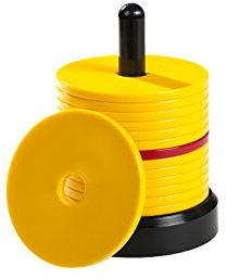 My Plast Schockbesteck Schocken Set mit 14 Scheiben - 13 Gelb + 1 Rot - Schock Besteck zum Knobeln, Meiern, Mörkeln, Jule, Maxen - Hochwertiger Würfelspiel Knobelspiel Schockturm aus Kunststoff