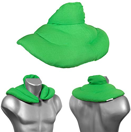 Nackenhörnchen mit Stehkragen froschgrün - Dinkelkissen - Nackenkissen Wärmekissen - Nacken-Heizkissen für Mikrowelle und Backofen