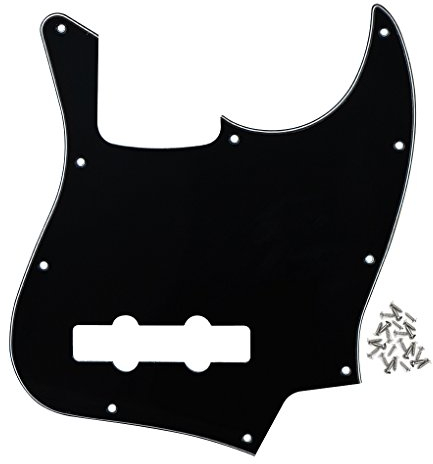 FLEOR 10-Loch JB Bass Pickguard 3Ply Scratch Plate ohne Truss Rod Notch für Standard 4-Saiter Modell JB Bassgitarre, Schwarz
