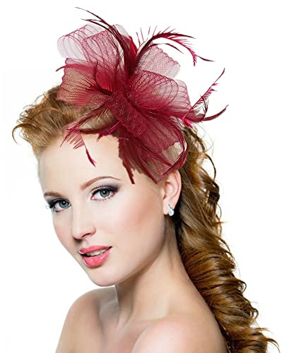 IBLUELOVER Coiffure/Épingle à Cheveux Voilette Femme Chapeau Bibis Fascinator Bandeau Plume Nuptiale Cheveux Clip Accessoires pour Cérémonie Églises Photographe Fête Soirée Déguisement