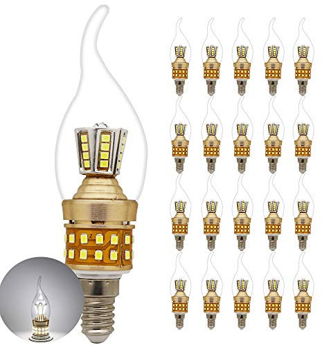 Chao Zan 20er Set LED Lampe Energiesparlampe E14 C35L LED Birne 9W 850 Lumen Leuchtmittel ersetzt 80 Watt Glühbirne,Weißes Licht 6000K Abstrahlwinkel 270°,Nicht Dimmbar, AC 220V-240V,klar Glas Shell.