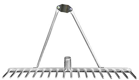 PDL – Pegdev - 18 Tooth Aluminium Landscape Rake Head - Efficient Garden Tool for Leaves, Lawn, Soil & Sand - Lightweight & Durable - 28'' Wide