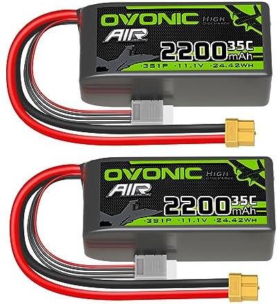 OVONIC Lipo Batterie 3s 35C 2200mAh 11.1V Batterie Courte avec Décans pour RC Voiture Bateau Camion Heli Avion Quadcopter Multi-Moteur Hélicoptère DIY Hobby (2pcs)