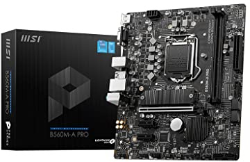 MSI B560M-A PRO Motherboard, Micro-ATX - Supports Intel Core 11th Gen Processors, LGA 1200-2 x DIMMs (5200MHz/OC), 1 x PCIe 4.0 x16, 1 x M.2 Gen4/3, 2.5G LAN