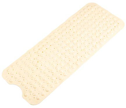 GTHTTT Badewannenmatte Duschmatte Antirutschmatte Extra Lang Mit Saugnäpfen Duschmatte rutschfest Schimmelresistent Mit Abflusslöchern,Beige,40x100cm