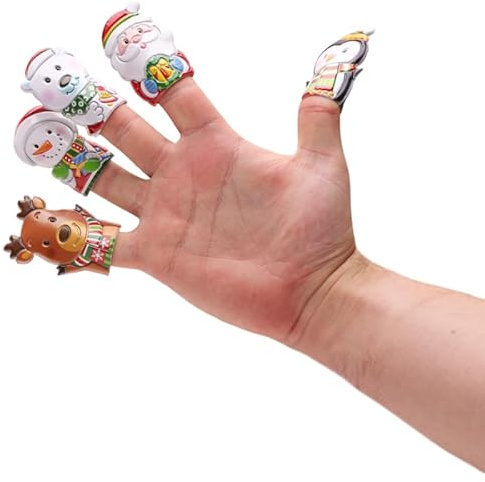 Toyland® Packung mit 5 festlichen Fingerpuppen – Verschiedene lustige Stile – Weihnachtsstrumpffüller – Geschichtenerzählen für Kinder