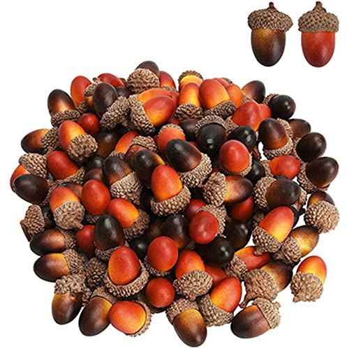 Fayemint 100 Stück Mini Künstliche Eicheln, Künstliche Eicheln mit natürlicher Eichelkappe, 2 Farben Simulation Eichel, Basteln, Hochzeiten, Wohnkultur