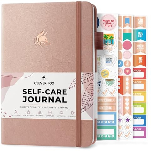 Clever Fox Self-Care Dagbok – Anteckningsbok för daglig reflektion, mental hälsa och personlig utveckling, självvård, meditation och stämningsjournal för kvinnor och män – A5 (roséguld)