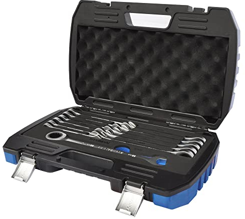 HYUNDAI Ratschen-Ring-Maulschlüsselset 59506 (12-teiliger Ringmaulschlüssel-Satz, Schlüsselweiten 10-20 mm, 22 mm, CrV-Stahl, Werkzeugkoffer, Schraubenschlüssel)