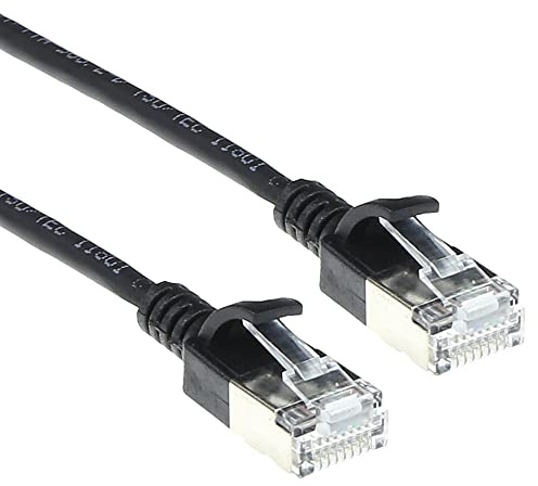 ACT Cable de red CAT6a, cable LAN U/FTP LSZH delgado de 3,8 mm, delgado, cable CAT 6a flexible sin enganches con conector RJ45, para uso en centros de datos, 5 metros, color negro - DC7905