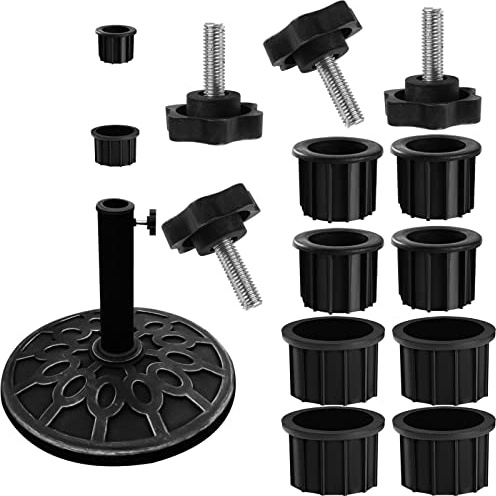 12 Stück Schirmständer Ersatzteile, Terrassenschirm Basis Ersatzteile Outdoor Schirmloch Ring Stopfenabdeckung mit M8 Gewinde Schraube Ersatz-Handknauf für Hinterhof, Terrasse, Tischdecks, schwarz