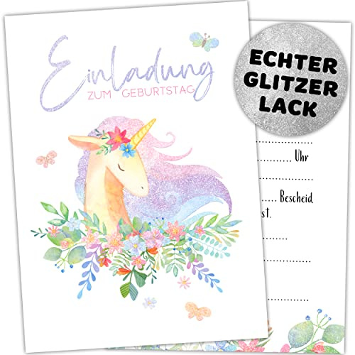 Gentle North 15 x Einladungskarten Kindergeburtstag (A6) - Einhorn Partyeinladungen zum Kinder Geburtstag für Jungen, Mädchen, Jugendliche & Teenager - Einladungen zur Geburtstagsfeier