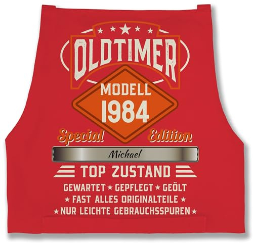 Schürze - 40. Geburtstag - Schürzen - Oldtimer Special Vintage 1985 mit Name - 85x69 - Rot - 40 jahre 1983 grillschürze 40.geburtstag modell zum backen, 40.ten mann 66 backen 40zigster years