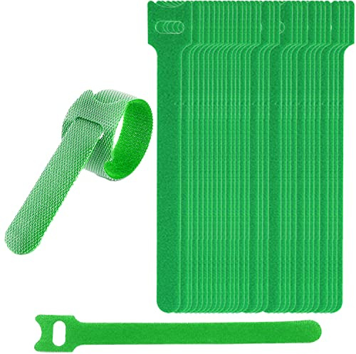 30PCS Adjustable Reusable Cable Ties Straps 12mmx150mm Hook and Loop Long Cable Straps Ties for Cable Management, Wire Tidy, Cord Organiser (Green)