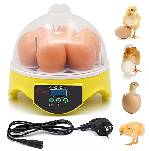 BREUAILY 7 Eier Inkubator Geflügel Brutkasten mit Digital LED Display and Automatischer Temperaturregelung Brutmaschine für Hühner Ente Wachtel Reptilien Schildkröten