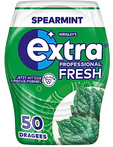 Extra Professional Fresh Spearmint Flavour Sugarfree Chewing Gum Bottle, 50 Dragees, For Fresh Breath