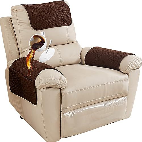 Armlehnenschoner, Armlehnenbezüge 1/2/3-er Set, Rutschfester Sofa Armlehne Kopfstützenbezug Für Sessel, Wasserdicht Armlehnenbezug, Sesselbezug Möbelschutz für Sofa, Stuhl (Kaffee,1 Sitzer (3 StüCk))