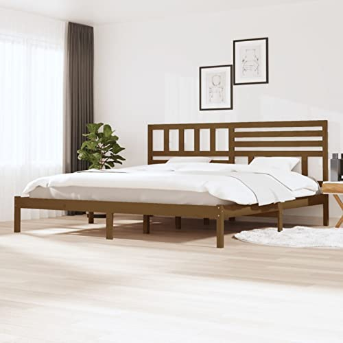 LAPOOH Massivholzbett, Familienbett, Bett, Bettgestell, Holzbett, Seniorenbett, Bed Frames, Betten, Pflegebett, Honigbraun Kiefer 200x200 cm