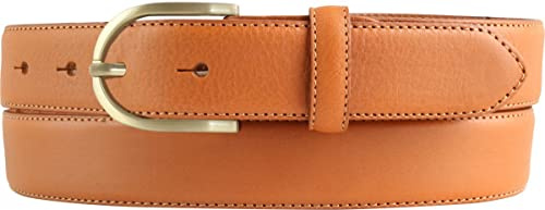 BELTINGER Hochwertiger Damengürtel aus Vollrindleder mit goldener Gürtelschließe 3,0 cm | Bombierter Ledergürtel Damen 30mm | Damen-Gürtel made in Italy | Tabac 80cm